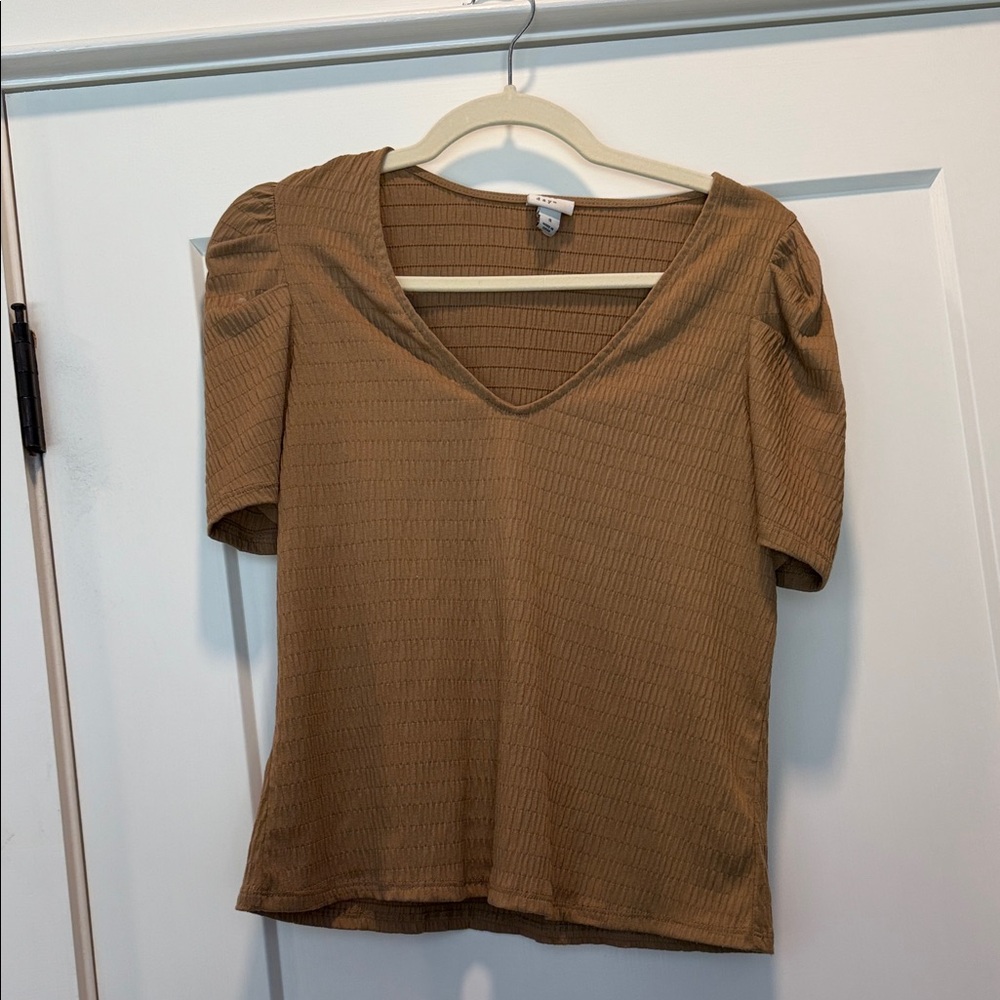 A New Day Tan V-Neck Women's Top